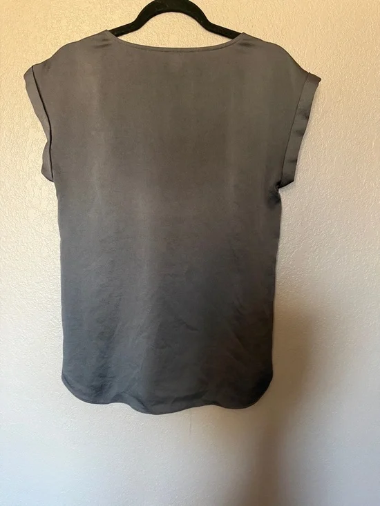 Express Gray Short-Sleeve Blouse with Cross Strap - Picture 3 of 5